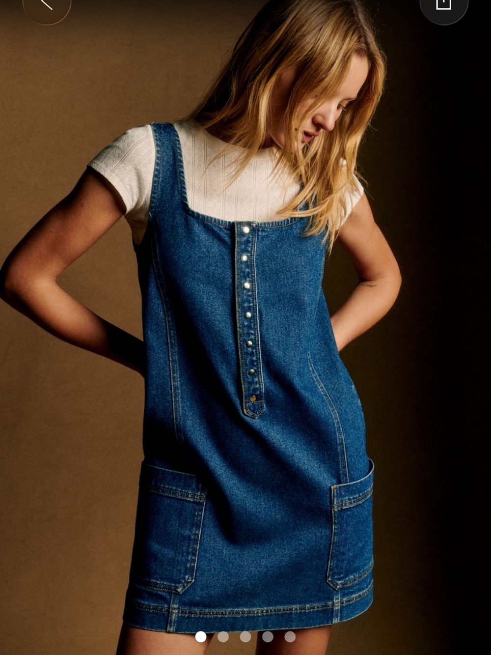 Sezane NWT Adria Blue Denim Button-Front Mini Dress SZ 8